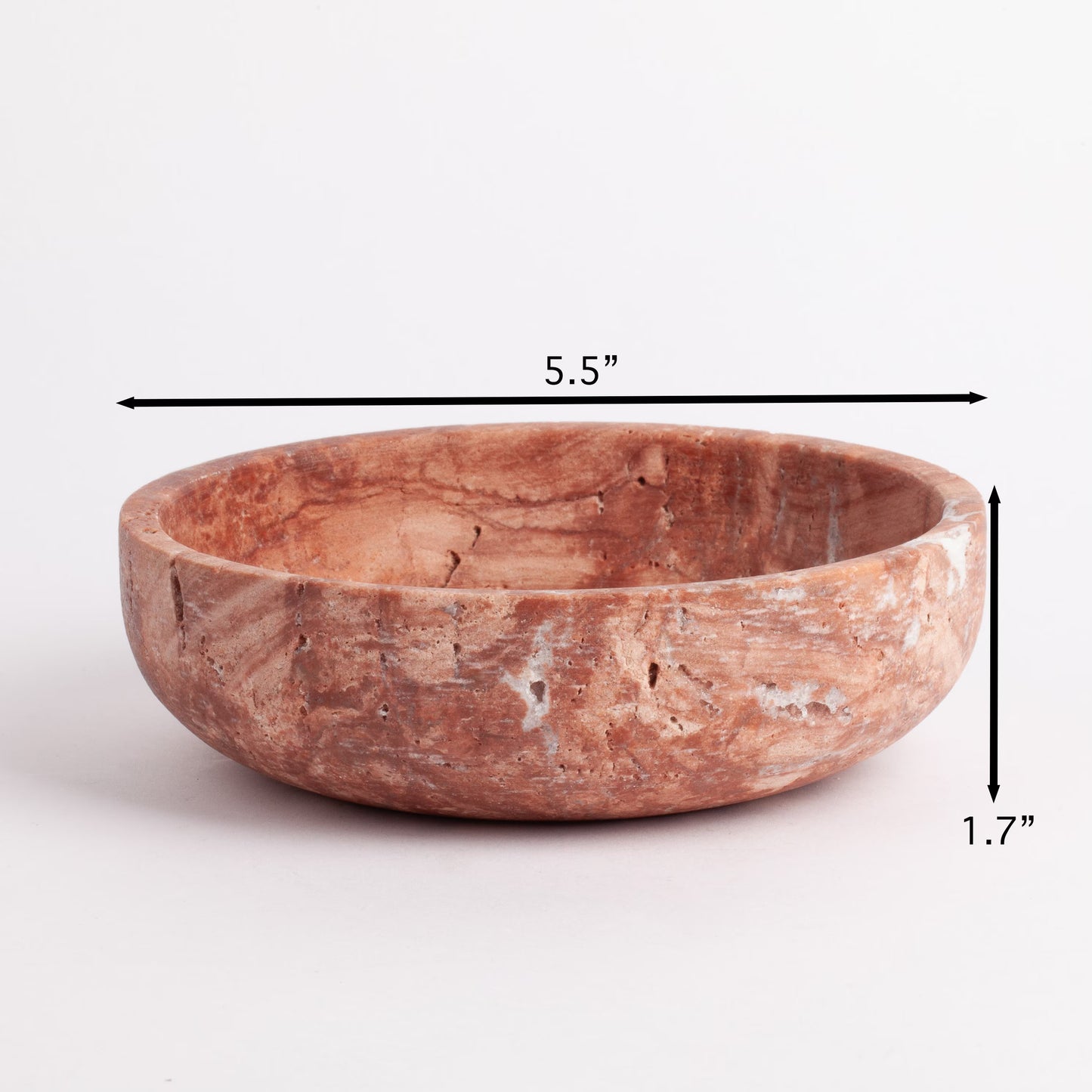 5.5" (14 cm) Pink Travertine Bowl / Natural Stone Bowl / Kitchen Accessories / Home Gift / Home Decoration / Handmade Bowl / Gift For Her