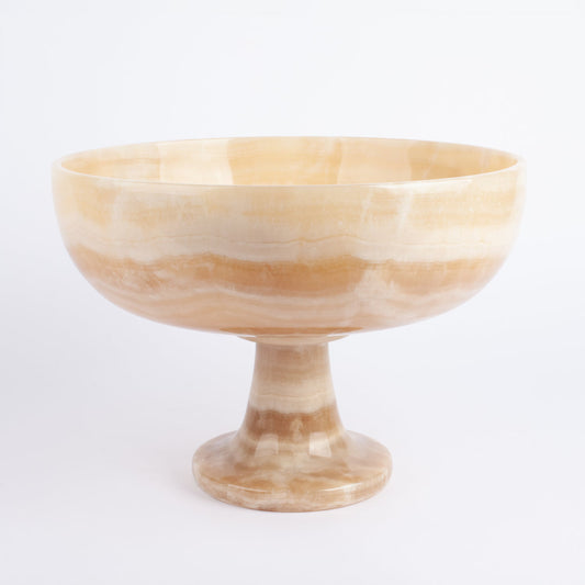 11.8" (30 cm) Alabaster Pedestal Bowl, Big Pedestal Bowl, Centerpiece Bowl, Pedestal Bowl, Big Centerpiece,Yellow Onyx, Onyx Bowl, Huge Bowl