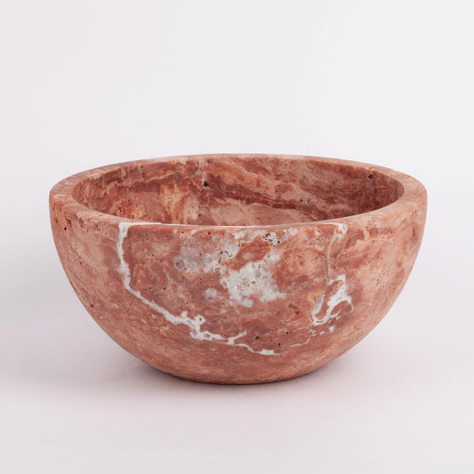 8" (20 cm) Pink Travertine Bowl / Pink Marble Bowl / Natural Stone Bowl / Kitchen Accessories / Home Gift / Home Decoration / Handmade Bowl