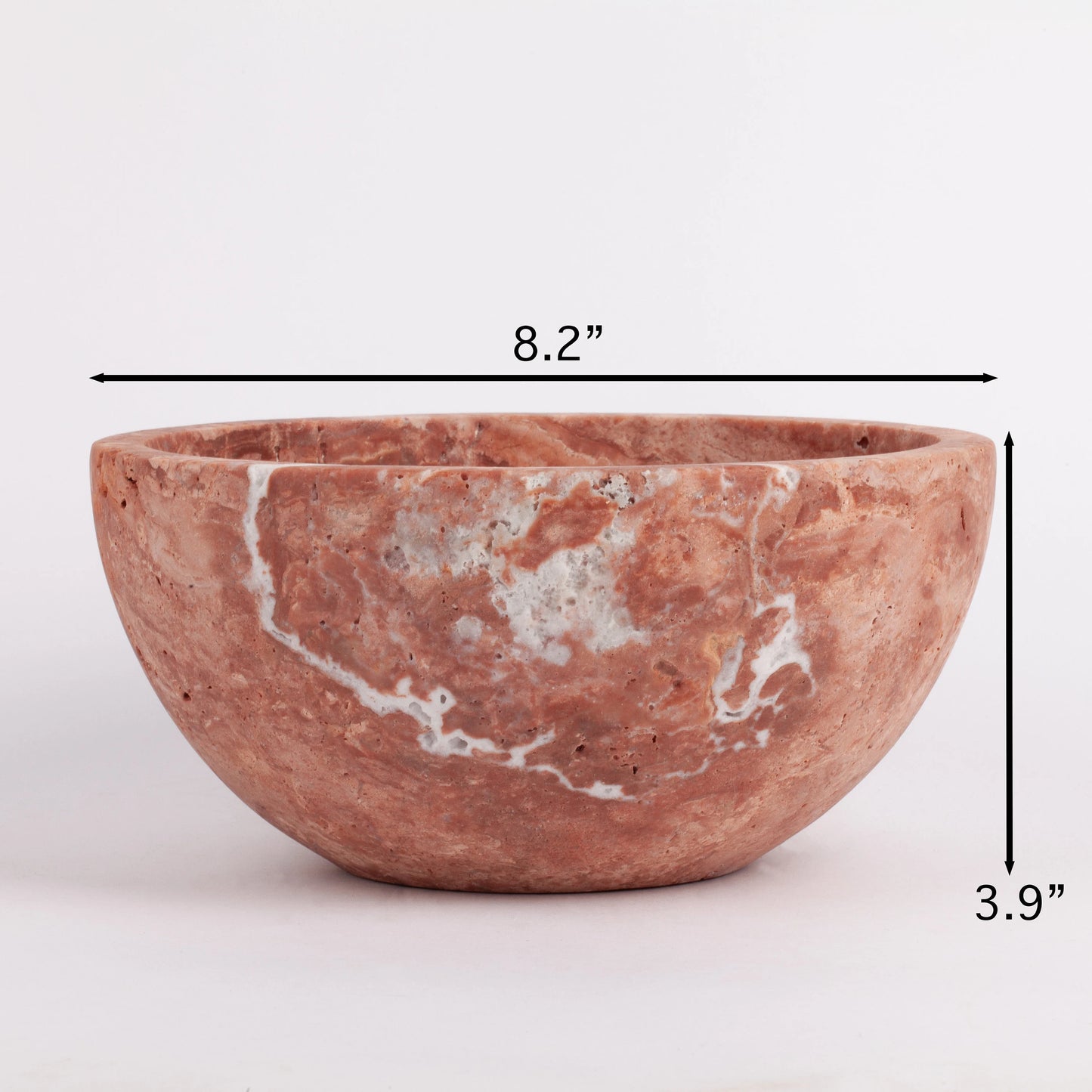 8" (20 cm) Pink Travertine Bowl / Pink Marble Bowl / Natural Stone Bowl / Kitchen Accessories / Home Gift / Home Decoration / Handmade Bowl