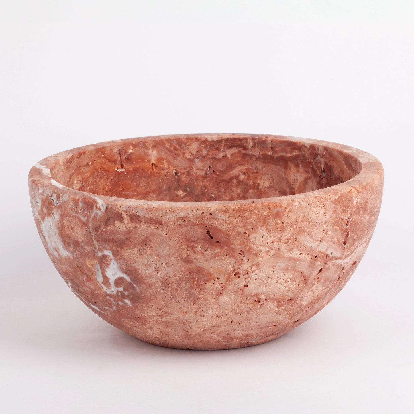 8" (20 cm) Pink Travertine Bowl / Pink Marble Bowl / Natural Stone Bowl / Kitchen Accessories / Home Gift / Home Decoration / Handmade Bowl