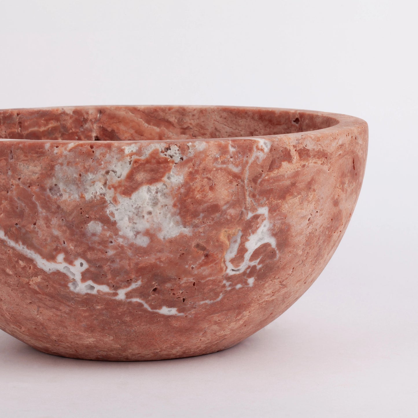 8" (20 cm) Pink Travertine Bowl / Pink Marble Bowl / Natural Stone Bowl / Kitchen Accessories / Home Gift / Home Decoration / Handmade Bowl