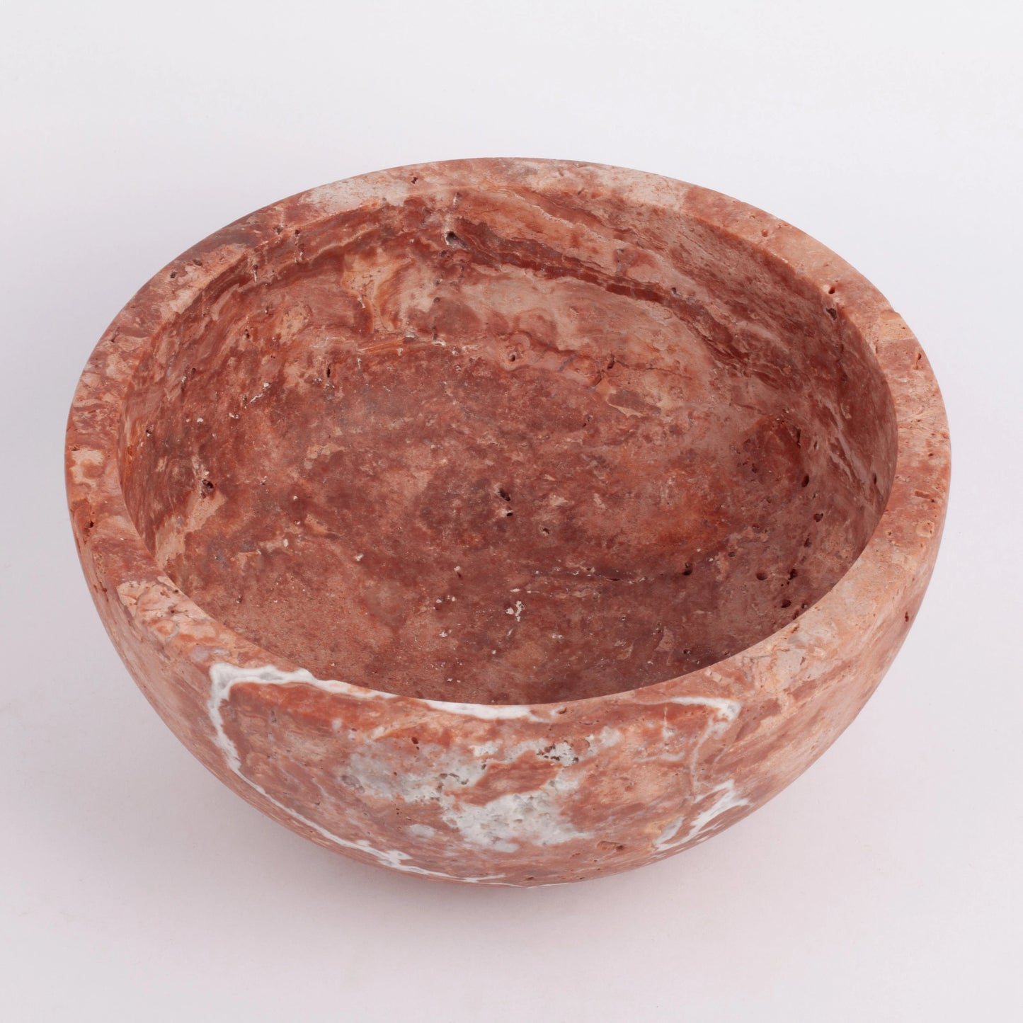 8" (20 cm) Pink Travertine Bowl / Pink Marble Bowl / Natural Stone Bowl / Kitchen Accessories / Home Gift / Home Decoration / Handmade Bowl