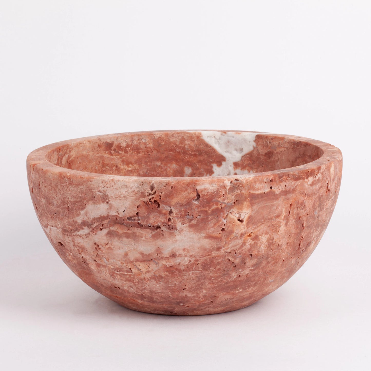 8" (20 cm) Pink Travertine Bowl / Pink Marble Bowl / Natural Stone Bowl / Kitchen Accessories / Home Gift / Home Decoration / Handmade Bowl